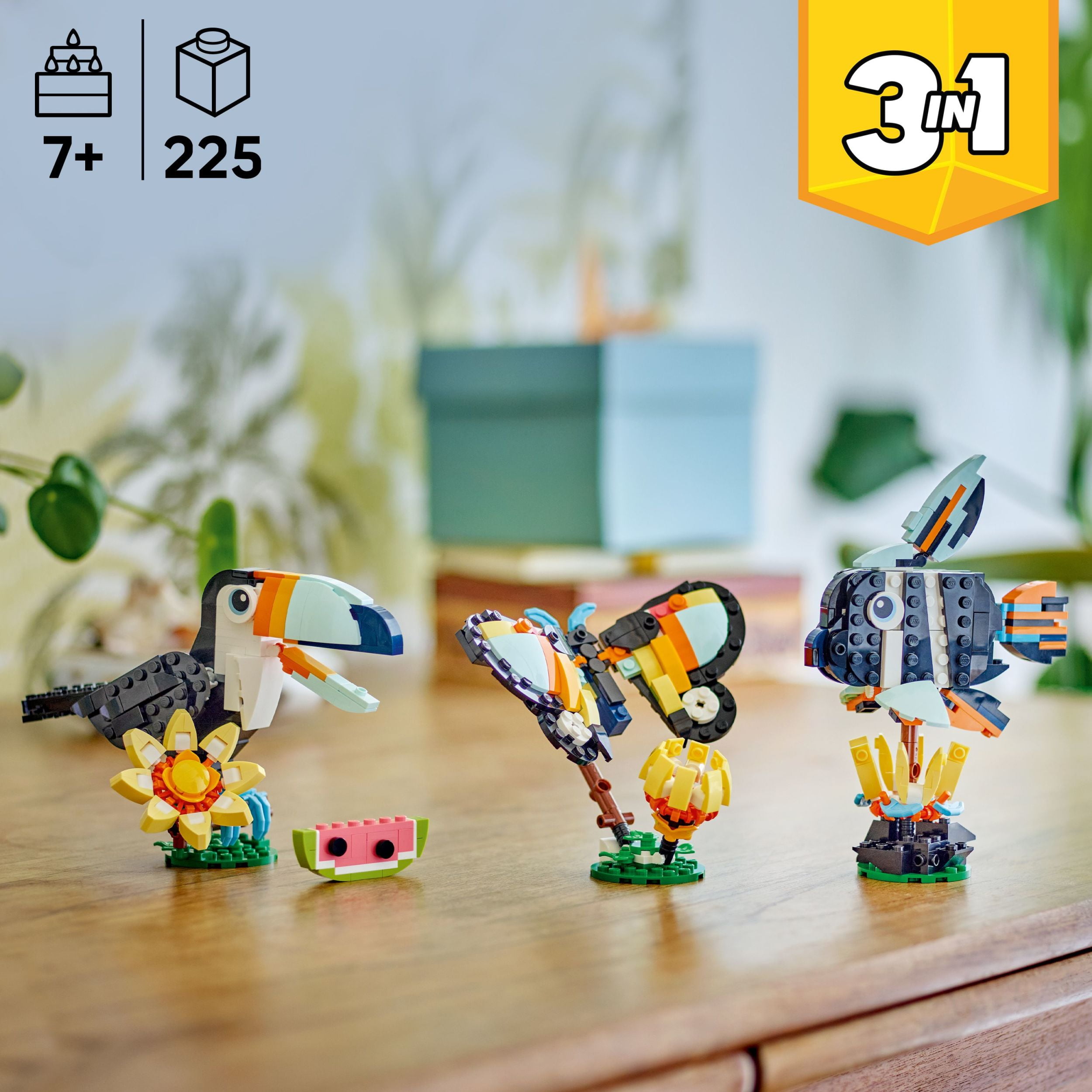 LEGO Creator 3 in 1 Wild Animals: Tropical Toucan Building Toy for Kids- Jungle Building Blocks & Learning Toy for Girls & Boys, Ages 7+ - Build 3 Animal Toys in 1 Set - Gift for Birthdays - 31173, LEGO Wild Animals: Trop 31173