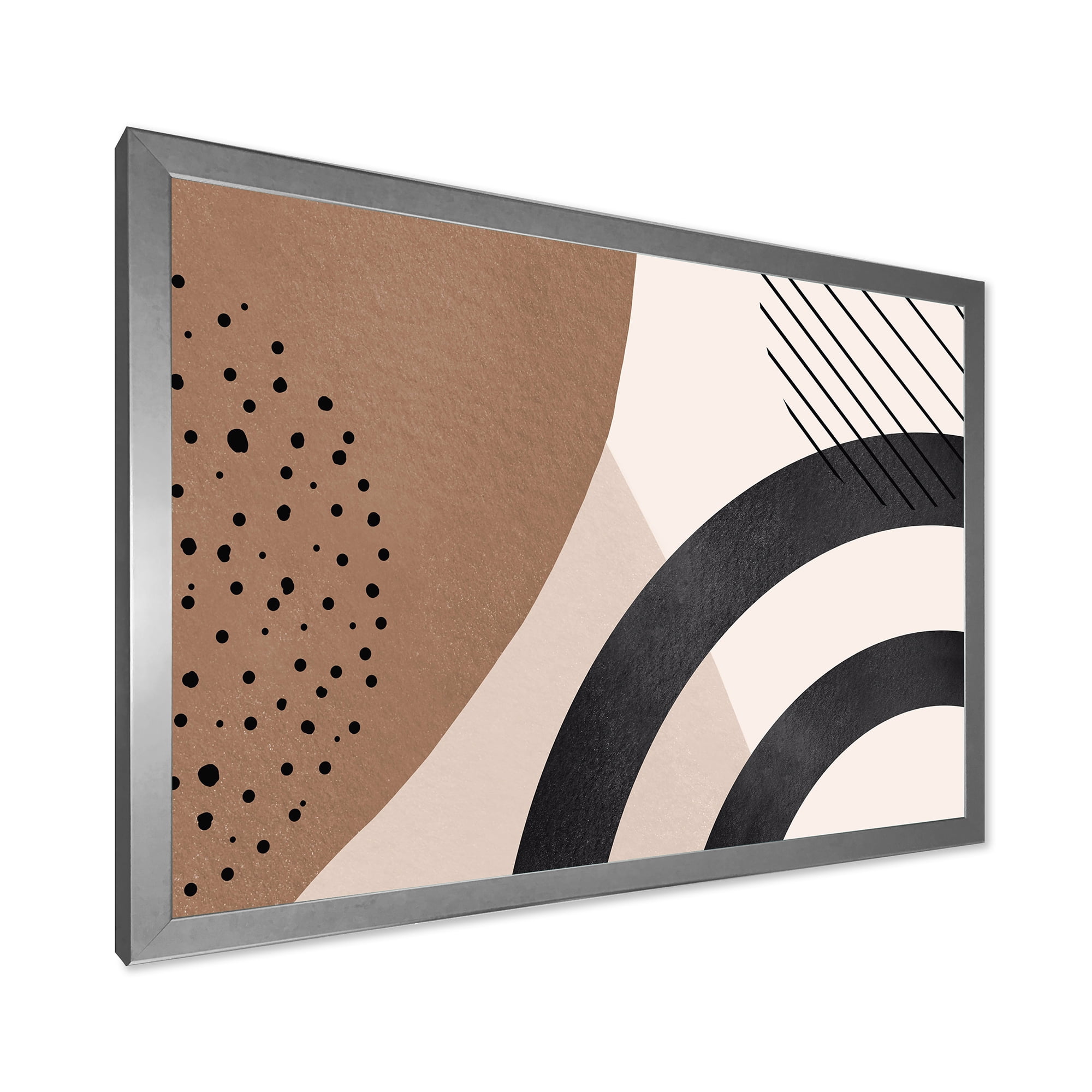 Designart 'Abstract Ivory Shapes and Shapes in Terracotta III' Modern Framed Art Print