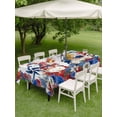 thumbnail image 4 of Outdoor Tablecloth with Umbrella Hole for Patio/Picnic/Party/Camping, Independence Day Gnomes Waterproof Table Cloth Rectangle Table Cover Washable, 4th of July Red Blue Poppy Floral (60"x 84"), 4 of 8