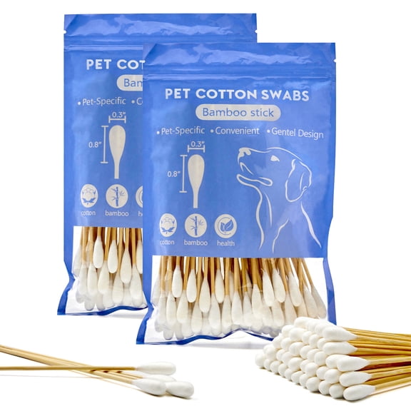 WALNEE Extra Large 6 Inch Natural Cotton & Bamboo Cotton Swabs, Soft & Absorbent, 200 Count