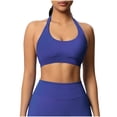 thumbnail image 2 of Workout Tops for Women Halter Crop Open Back Sports Bras Gym Yoga Tops Seamless Breathable Stretch Tee,Size L, 2 of 9