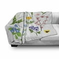 thumbnail image 3 of Pansy Soft Flannel Fleece Blanket, Marigold Lily Iris Cypress Vine Nemophila Types of Exotic Flowers Written Names, Cozy Plush for Indoor and Outdoor Use, 60" x 80", White Multicolor, by Ambesonne, 3 of 6