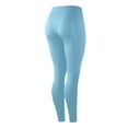 thumbnail image 3 of Gym Leggings with Pockets for Women Stretch Active Yoga Pants Compression Tummy Control Leggings Buttery Soft Tights Sky Blue L, 3 of 7