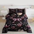 thumbnail image 2 of Homewish Chic Pink Flowers 2pcs Bedding Comforter Set For Teens Boys Girls,Kawaii Cute Bow Twin Comforter Sets,Exotic Style Breathable Bedding Set,Lightweight Room Decor,Reversible, 2 of 8