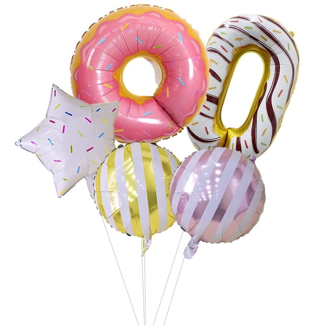 Globos De Cumpleaños De 32 Pulgadas, Decoración De Fiesta De Cumpleaños, Número De Donut, Juego De Globos De Estrellas Moyic HA047029-06