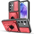 thumbnail image 4 of Innens for Samsung Galaxy A15/A25/A55 5G 6.5inch Card Slot Wallet Case Finger Ring Holder Cover with Screen Protector, Red, 4 of 18