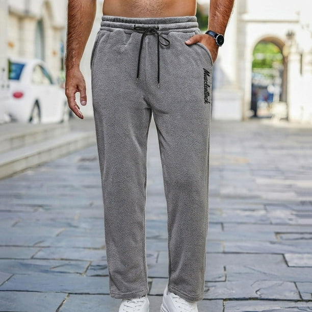 Ceisia Men Flannel Warm Sleep Pants Adjustable Drawstring Home Pants Casual Gift Outdoor Lounge Trousers