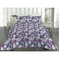 thumbnail image 2 of Ambesonne Watercolor Floral Quilted Bedspread Set 3 Pcs, Clematis Flowers, Queen, Blue Magenta Violet, 2 of 4