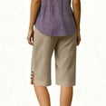 thumbnail image 5 of Bermuda Shorts for Women Linen Shorts Knee Length Pull On Casual Summer Capri Pants Long Shorts Khaki S 13" Inseam, 5 of 6
