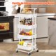 thumbnail image 2 of de Almacenamiento de Metal, Carro de Servicio Multiusos de 4 Nivel, Cesta de Almacenamiento,Marco de Acero,con Mango,Organizador con Rueda y 2 Rueda Cerradura,para Cocina, Salón, Baño (Blanco), 2 of 7