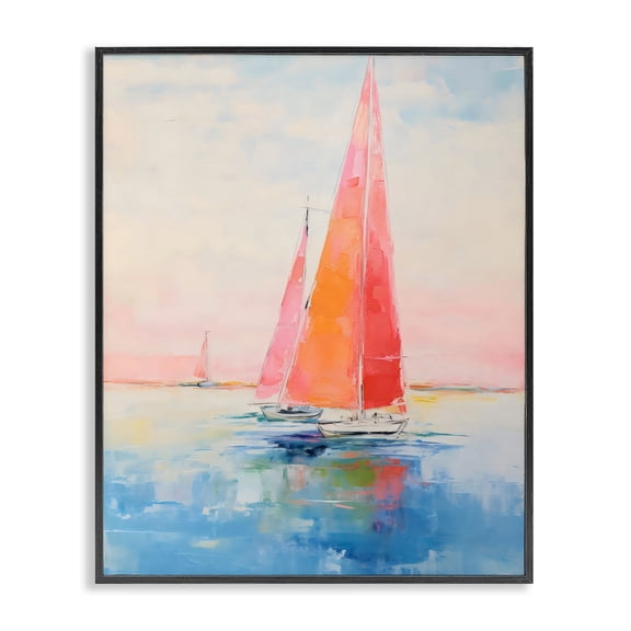 Stupell Industries Tropical Peachy Sails Impression Black Framed Giclee Art, 11 x 14, by LSR Design Studio