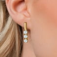 thumbnail image 3 of Gem Stone King 18K Yellow Gold Plated Silver Sky Blue Aquamarine Drop Dangle Earrings for Women | 1.50 Cttw | Gemstone March Birthstone | Round 5MM, 3 of 6
