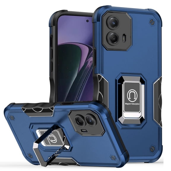 TJS for Motorola Moto G Stylus 5G 2024 Phone Case, [Military Grade] Heavy Duty Magnetic Support Ring Kickstand Cover (Blue)