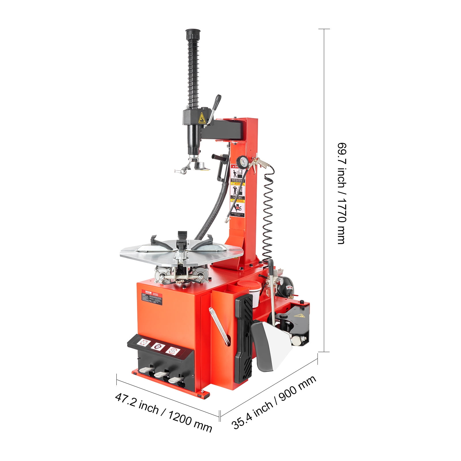 VEVOR Tire Changer Machine, 1.5HP Copper Motor, Durable Tire Changer with Air Pressure Gauge & Clamping Jaw Sheath, Pedal Operated Tire Changer with Thickened Chuck, Fit for Sedans/SUVs