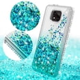 thumbnail image 3 of Liquid Glitter Phone Case for Motorola Moto G Power 2021 Case Cover with [Tempered Glass Screen Protector] Shock Proof Bling Diamond for Girls Women - Aqua/Clear, 3 of 4