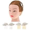 thumbnail image 4 of Peine de Pinza de Pelo de Perlas de Imitación de Cristal Colcomx Diadema de Boda Alas de Ángel Plata, 4 of 8