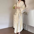 thumbnail image 5 of Fewfanhot Women’s Long Wrap Bath Robe, Maxi Length House Robe with Side Pockets and Self‑Tie Belt, M‑XXL Sleep Robe, 5 of 8