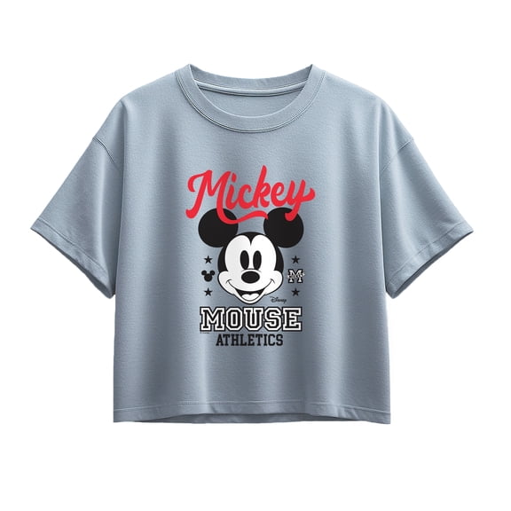 Disney - Mickey Mouse Athletics Girls' Short Sleeve Boxy Graphic T-Shirt