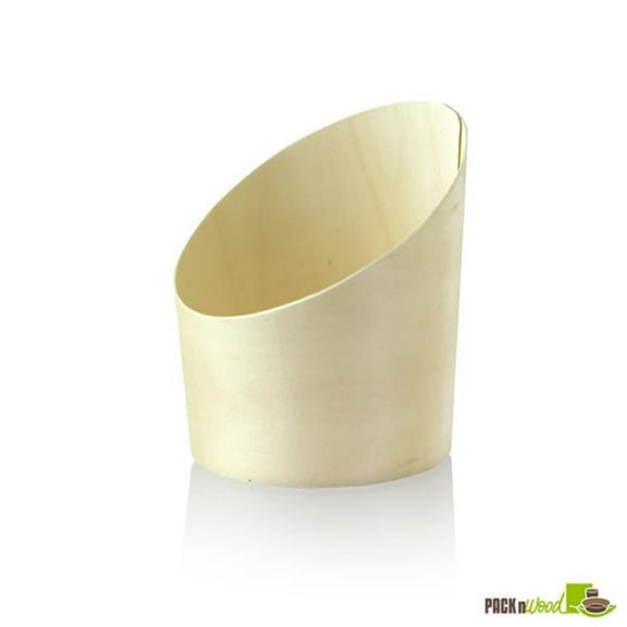 Packnwood 210WFRY2 7 oz Slanted Wood Cup - 2.5 in. Dia. - 3.5 & 1.75 in.