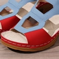 thumbnail image 6 of HomeDM Womens Platform Chunky Heels Sandals Color Block Open Toe Ankle Strap Slides Sandals Summer Dress Shoes, Blue Size 9, 6 of 9