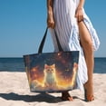thumbnail image 6 of Daiia Starry Sky Constellation Cat Beach Travel Bag - Water-Resistant Beach Bag, Lightweight Tote with 7 Pockets for Women and Men - Gym,Pool,Camping,Reusable Grocery Bag, 6 of 7