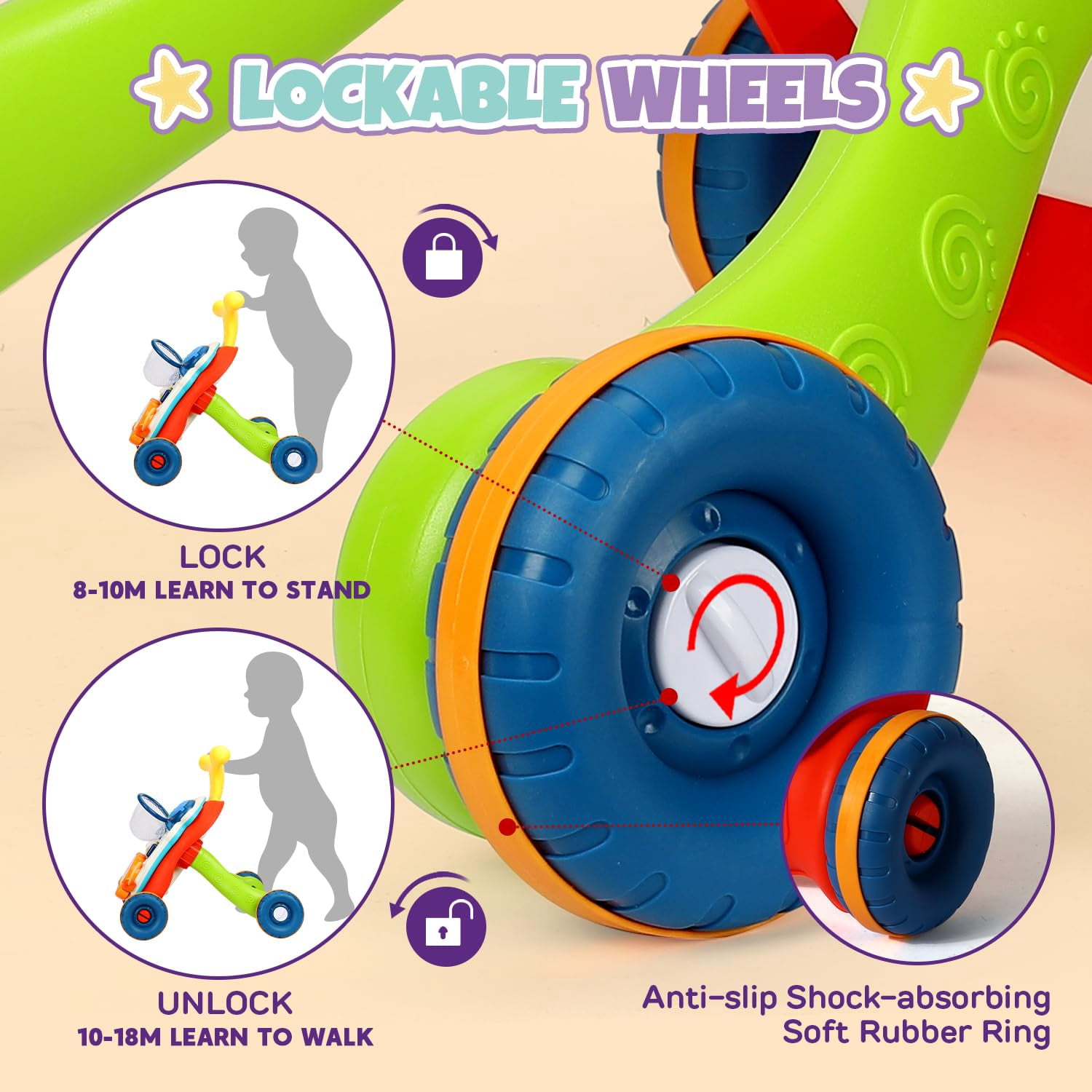 LINXUXIE 3 in 1 Baby Walker Activity Center, Sit to Stand Learning Toy with Music Panel, Early Learning Gifts for Infant 6-12 Months