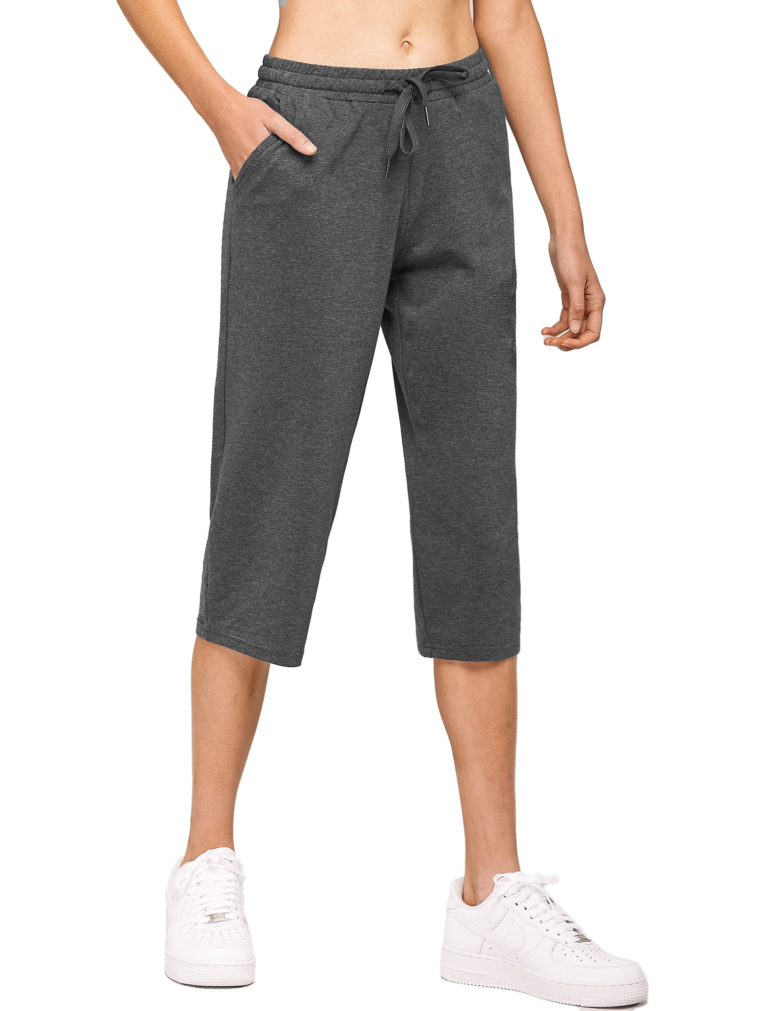 STELLE Women's Capri Lounge Pants with Pockets Crop Pants Drawstring Cotton Sweatpants