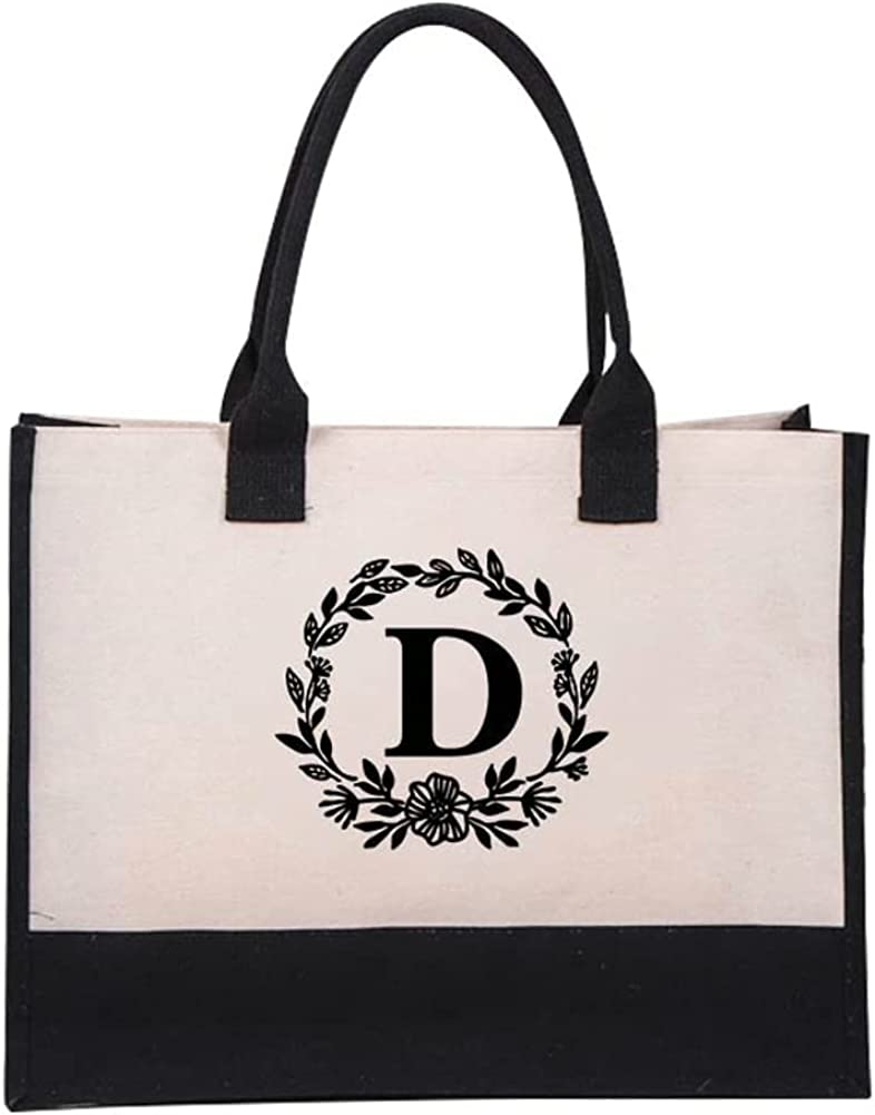 CoCopeaunts Women Beach Bag Summer Canvas Bag, Large Letters Hobo