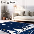 thumbnail image 2 of ODIKA 4'x6' Machine Washable Non-Slip Area Rug, Elegant Reindeer Starry Night Celebration High Traffic Rug with Pad, Blue, 732492, 2 of 8