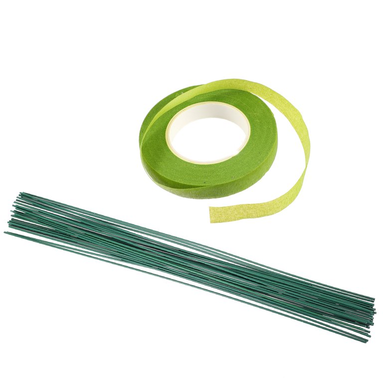 Frcolor 30pcs Floral Wire Stems Green Florist Wires Thick Floral Stem Wires  with Green Tape 