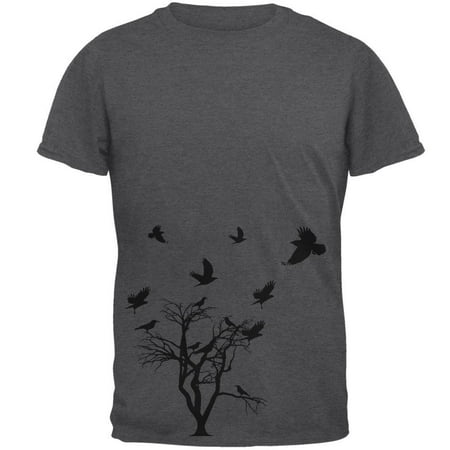 - Crow Raven Flying Winter Tree Mens T Shirt