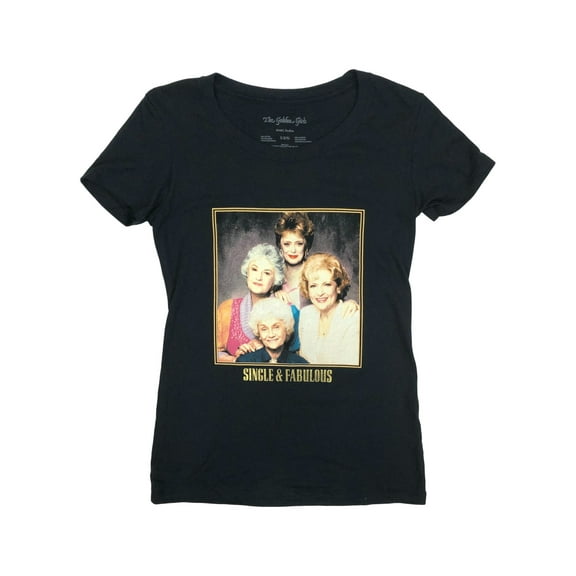 Golden Girls Junior Womens Black Single & Fabulous Tee Shirt T-Shirt XS (1)