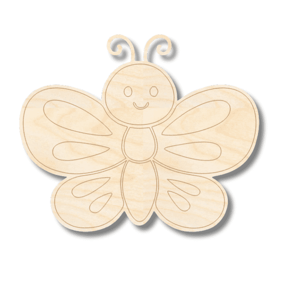 Unfinished Wood Etched Butterfly Shape | Paint By Line Crafts 14" / 1/4"