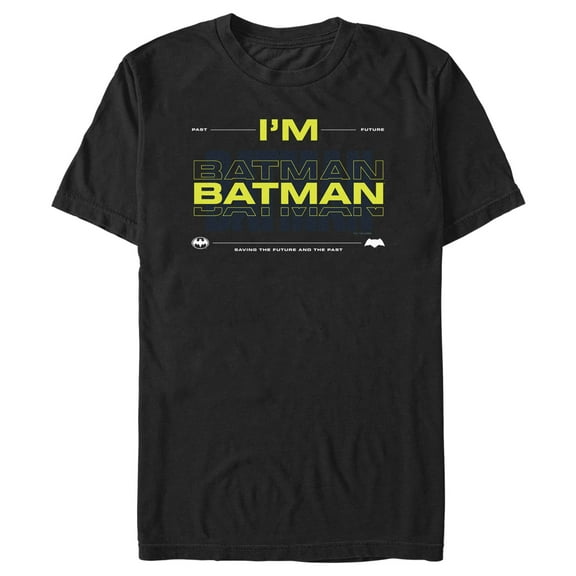 Men's The Flash Neon Yellow I'm Batman Graphic Tee Black Large