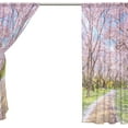 thumbnail image 4 of Coolnut Walkway Under The Sakura Tree Sheer Gauze Door Curtain Window Curtain Drapes for Living Room Kids Bedroom Window Treatment Decor W55 x L84 In 2 Panels, 4 of 4
