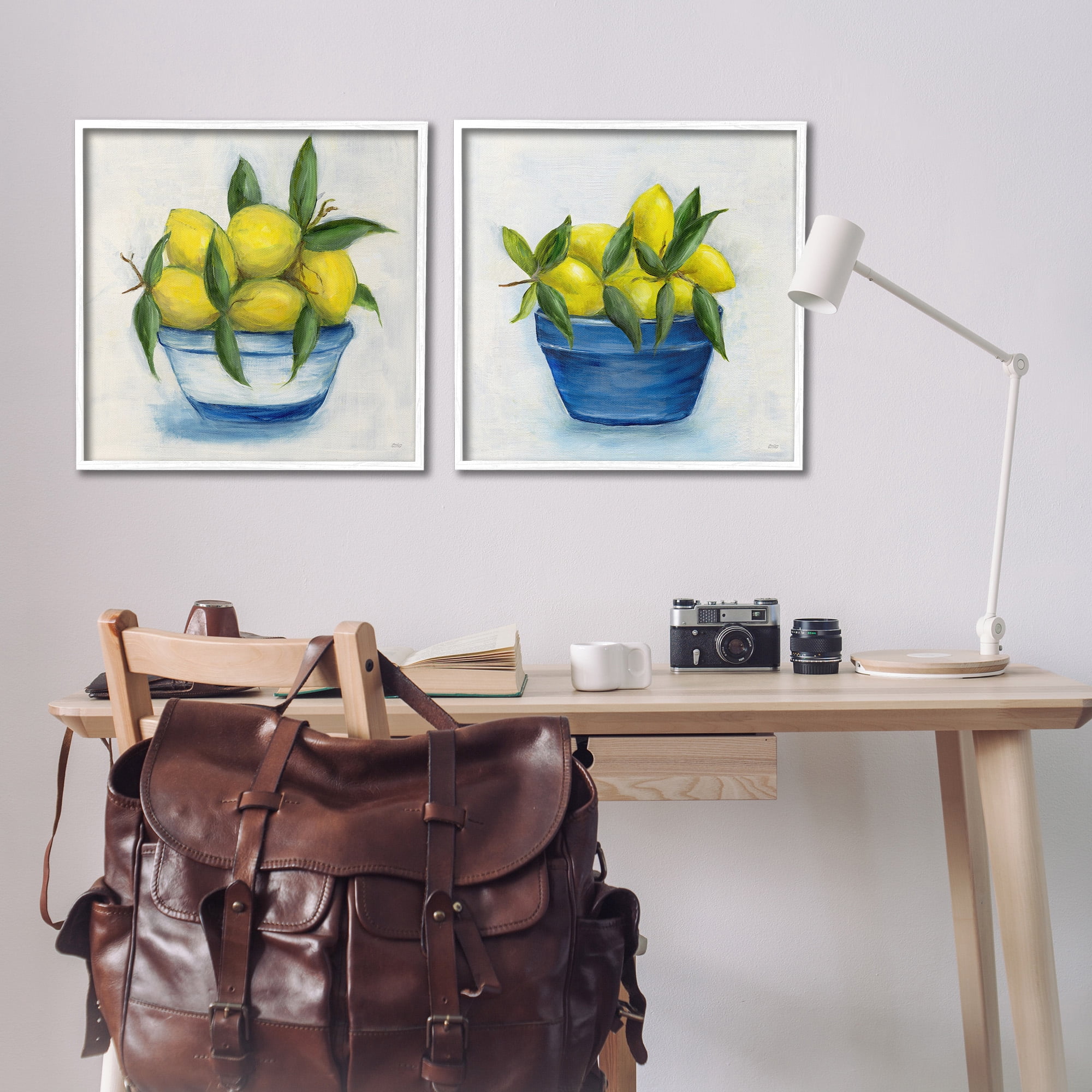 Stupell Industries Traditional Lemon Bowls Food & Beverage Painting White Framed Art Print Wall Art, 24 x 24, Set of 2