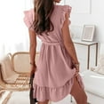 thumbnail image 3 of Aqestyerly Mode des Femmes Sans Manches V-Cou Boutonné Robe Courte Décorative avec Ceinture, 3 of 5
