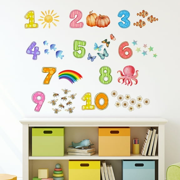Cartoon digital wall stickers for kindergarten and early childhood education background layout wall stickers for children's rooms and bedrooms wall stickers
