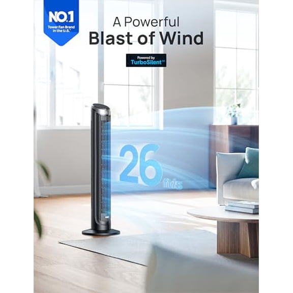 Smart Tower Fans for Bedroom, 90° Oscillating Fans for indoors, 5 Speeds 4 Modes Max 26ft/s, 12H Timer, LED with Touch, Remote Control, 40" Quiet Bladeless Standing Floor Fan for Home Office