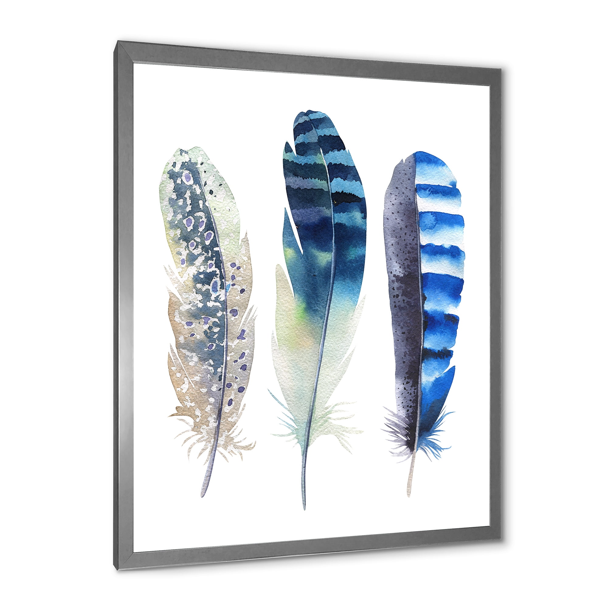 Designart 'Colourful Boho Art Feathers I' Bohemian & Eclectic Framed Art Print