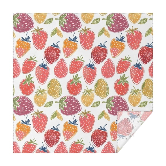 Colorful Strawberry Plants Fruit Leaf Square Tablecloth,Waterproof Square Table Cover,Wipeable Spillproof Washable Table Cover for Home Kitchen Party Decor 42"X42"(107x107cm)