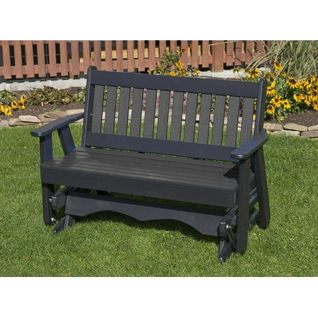 Hdpe Lumber Dark Gray 5FT-POLY LUMBER Mission Porch GLIDER Heavy Duty EVERLASTING PolyTuf HDPE - MADE IN USA - AMISH CRAFTED ()