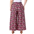 thumbnail image 3 of Agnes Orinda Women's Plus Size Floral Wide Leg Pants Rise Front Tie Boho Flowy Casual Beach Palazzo Trousers with Pockets 1X Black Pink, 3 of 6