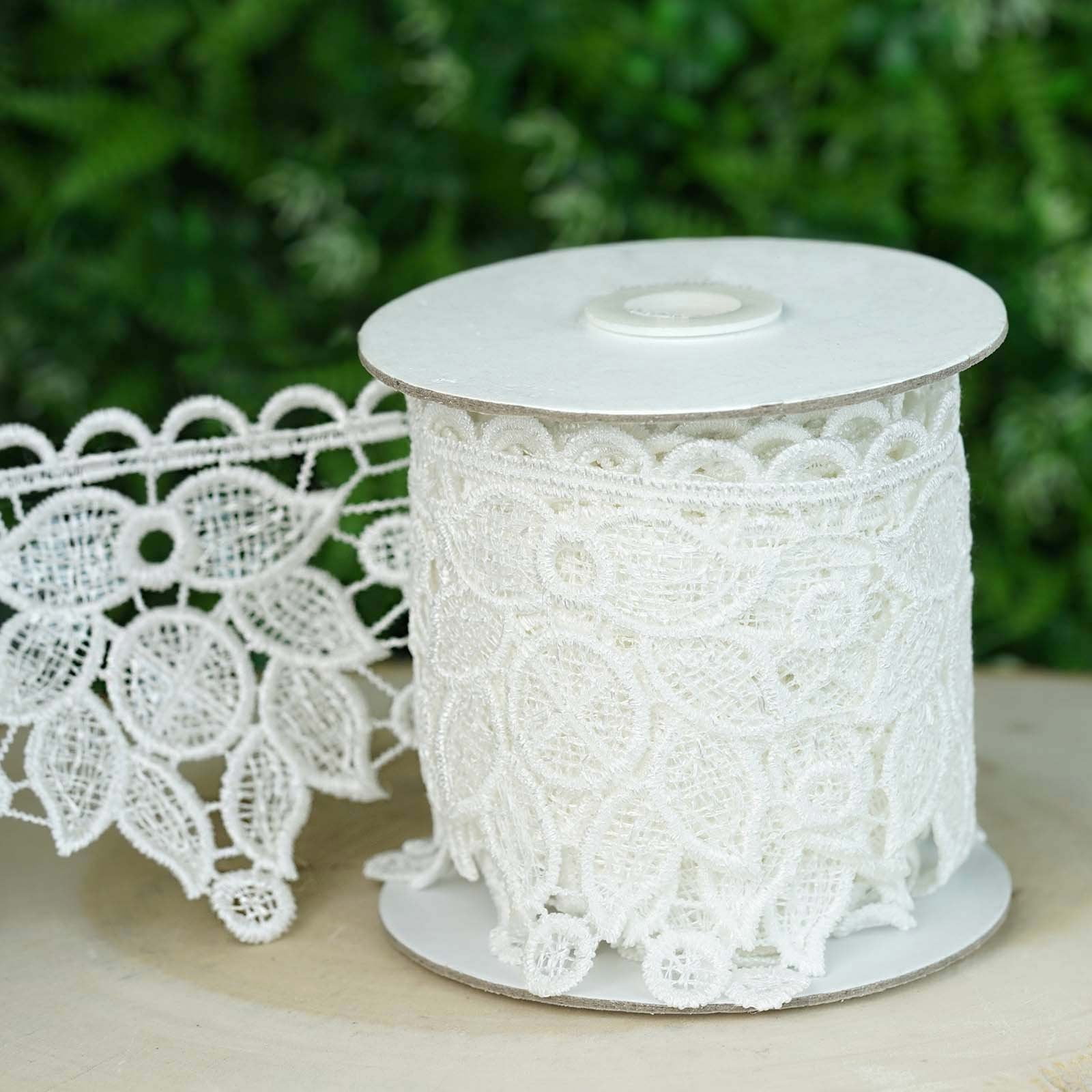 3.5"x5 Yards White Sewing Trims and Embellishments Crochet Ribbon Lace