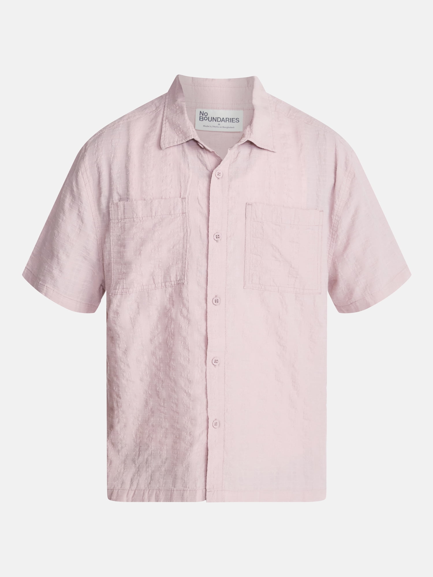 No Boundaries Textured Grid Boxy Fit Resort Shirt, Men's XS-5XL