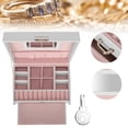 thumbnail image 4 of Three Layer PU Leather Jewelry Storage Box Necklace Rings Earrings Holder Organizer, 4 of 8
