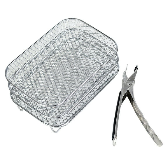 Tunhigl 304 Stainless Steel Fryer Basket for Air Fryer & Toaster Oven - Durable, Non-Stick, Dishwasher Safe Replacement Accessories for Roasting, Baking, and Frying White