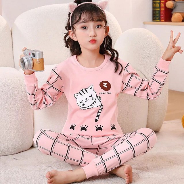 Pijamas de algodón para niños, ropa de dormir para niños de 2, 4, 5, 6, 7, 8, 9, 10, 11, 12, 13 y 14 años, color verde