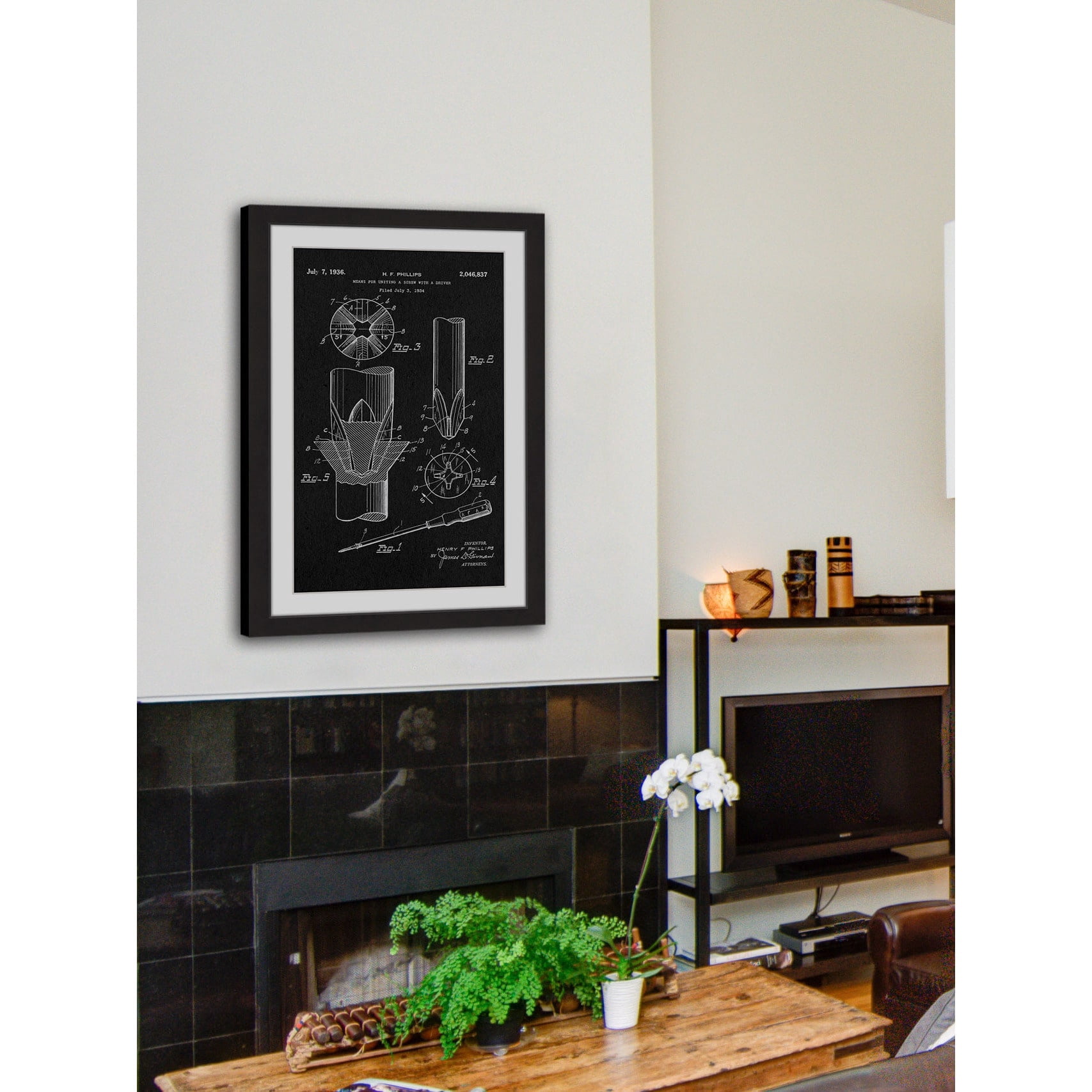 "Screwdriver 1936 Black Paper" Framed Painting Print