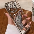 thumbnail image 3 of Glitter 3D Butterfly Case for iPhone 15 Plus, Cute Luxury Bling Sparkle Liquid Flowing Case with Camera Lens Protector Plating Bumper Clear Women Girls Case for iPhone 15 Plus 6.7" (Silver), 3 of 4